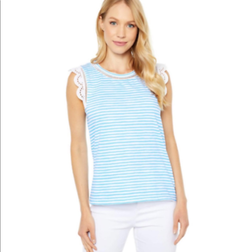 LILLY PULITZER Women's Agee Top - Zanzibar Blue. Size.S